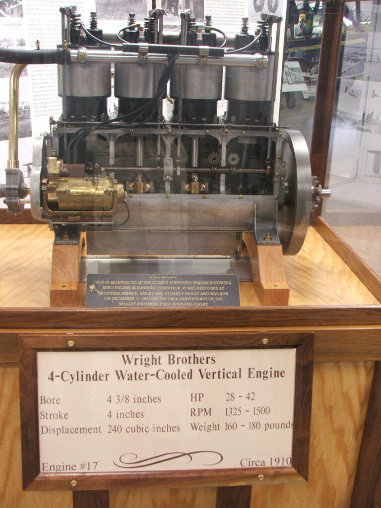 A Wright engine, serial number 17, c. 1910, on display at the New England Air Museum